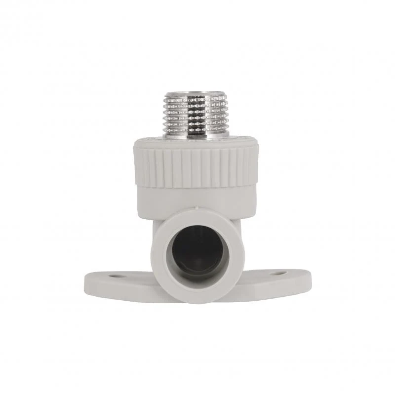 Кутник PPR 20х1/2" 90° ЗР сірий поліпропілен з кріпленням