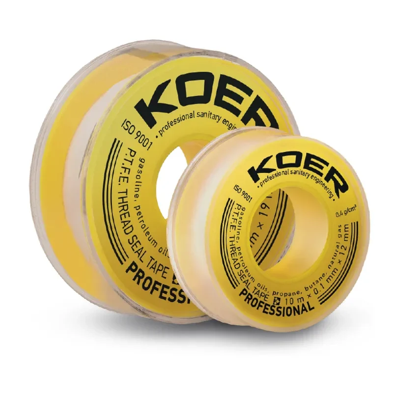 Фум-стрічка Koer STP-12 PRO 15м x 0,2мм тефлонова прозора для газопроводу