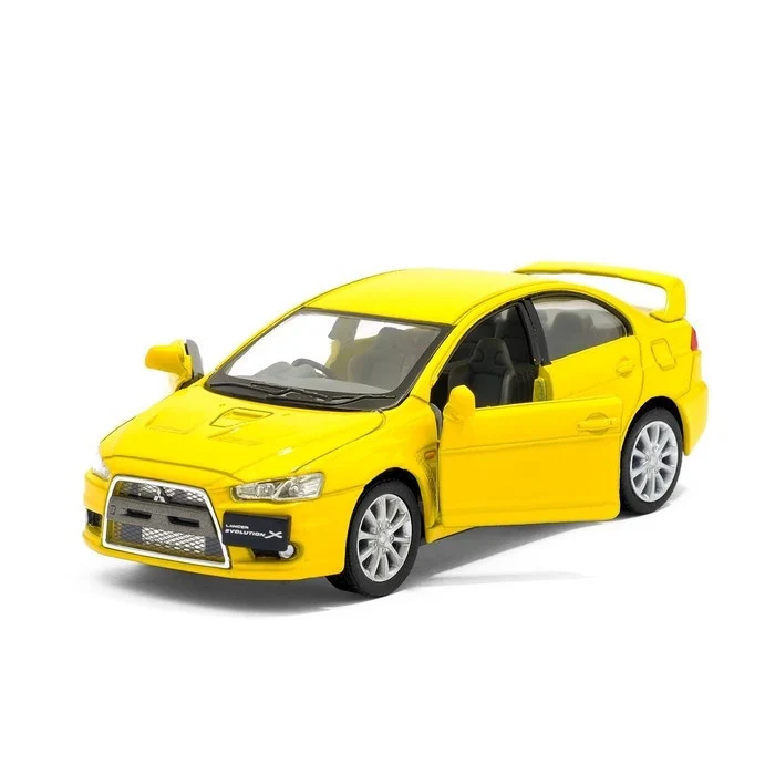 Автомодель легкова MITSUBISHI LANCER EVOLUTION X 1:36 метал жовтий 8х7х16 см