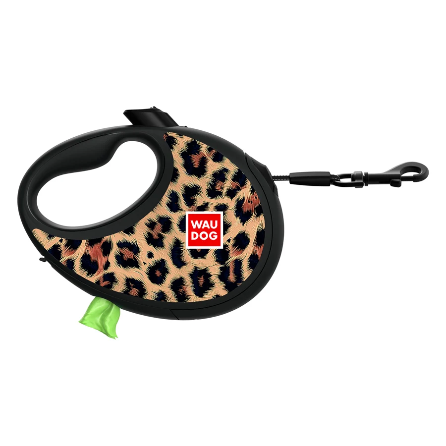 Повідець-рулетка WAUDOG R-leash 3 м пластикова леопардова до 12 кг