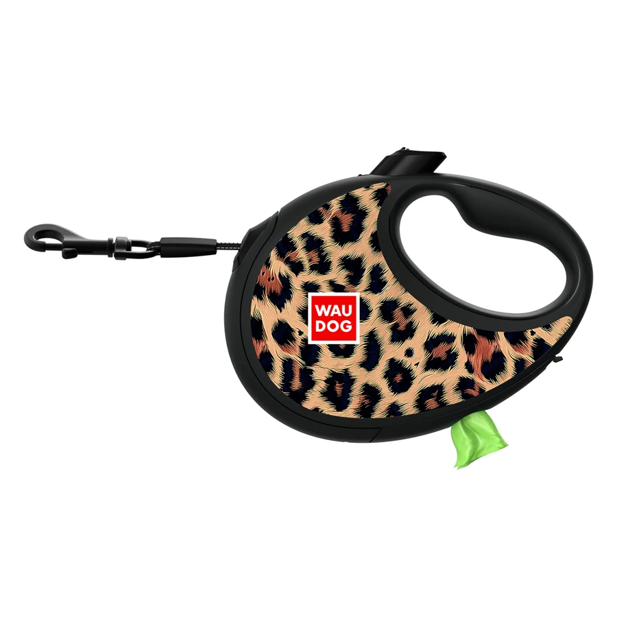 Повідець-рулетка WAUDOG R-leash 3 м пластикова леопардова до 12 кг