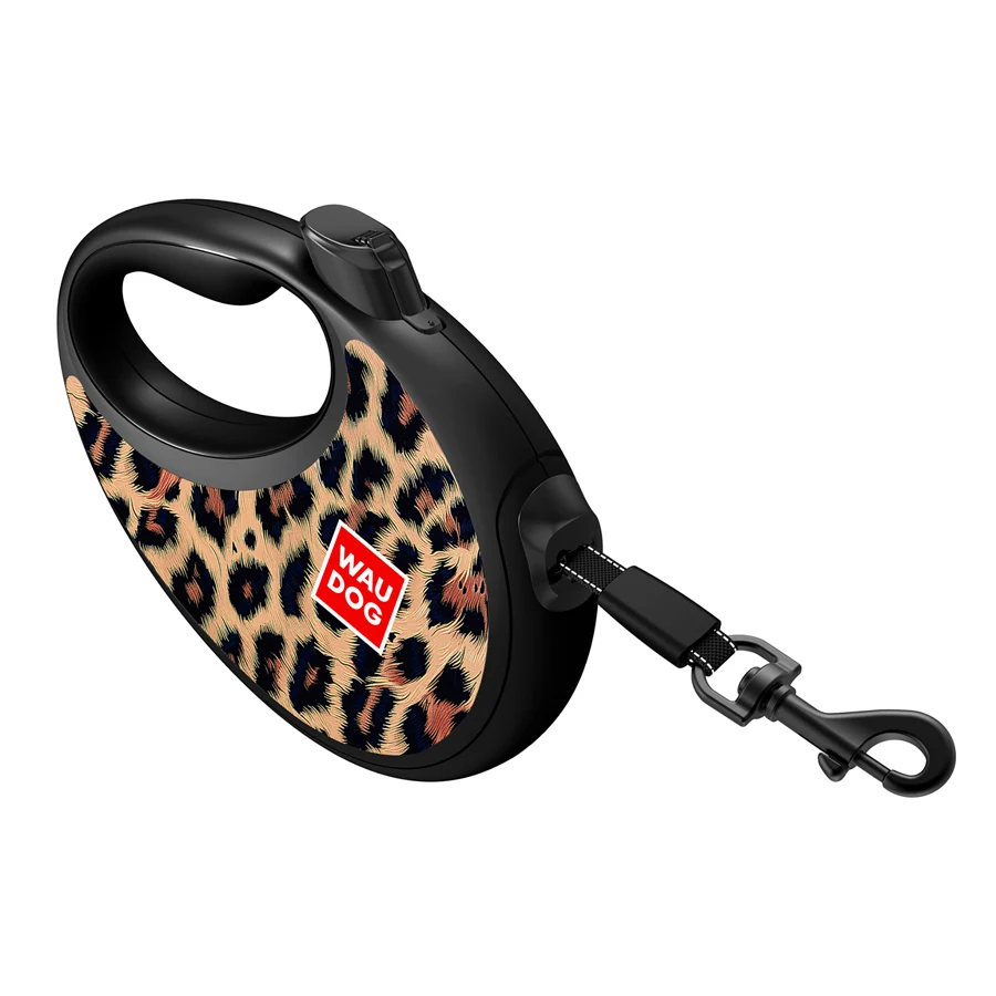 Повідець-рулетка WAUDOG R-leash 3 м пластикова леопардова до 12 кг