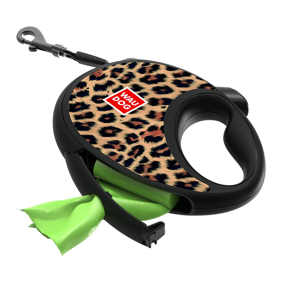Повідець-рулетка WAUDOG R-leash 3 м пластикова леопардова до 12 кг