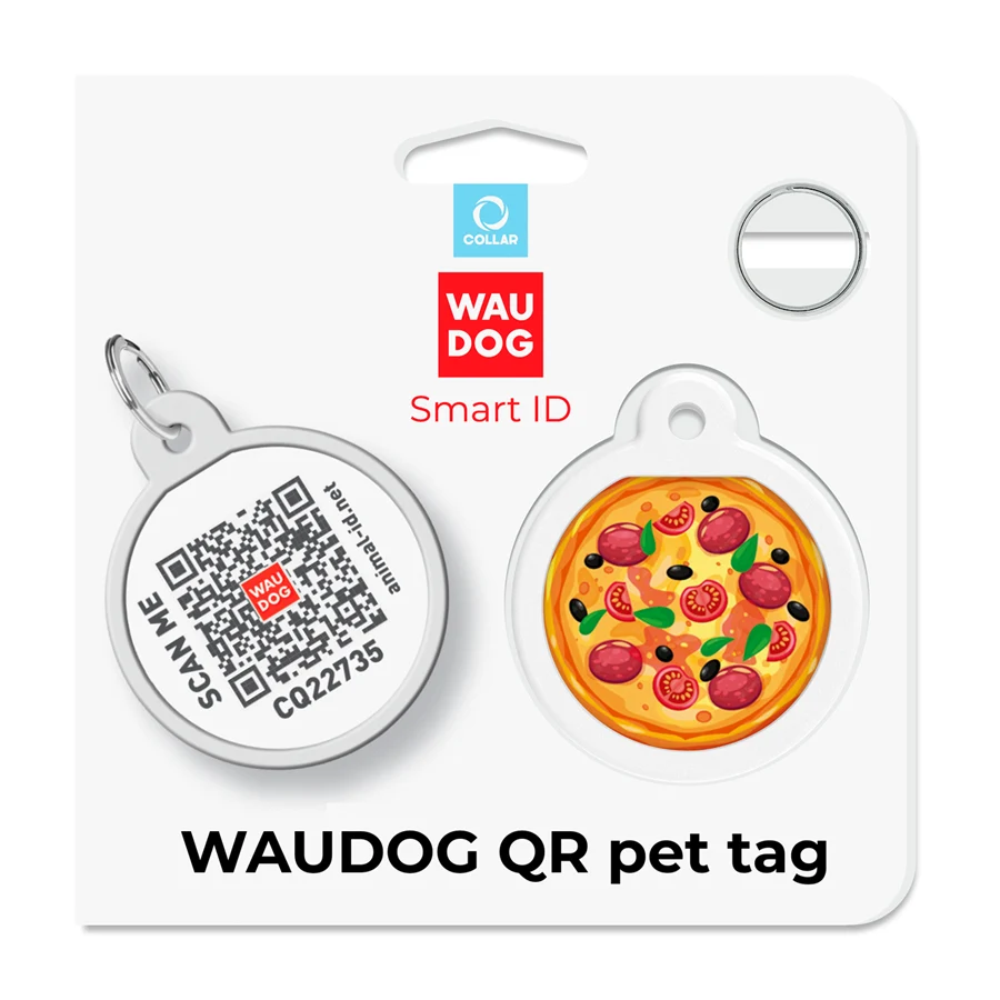 Адресник WAUDOG Smart ID з QR паспортом металевий Д 25 мм Піца