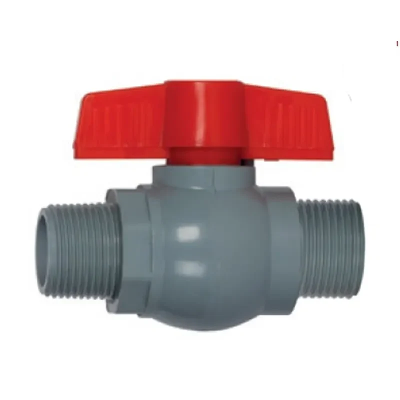 Кран кульовий 1/2" PM0704 PVC сірий + червоний, максимальний тиск 16 Бар
