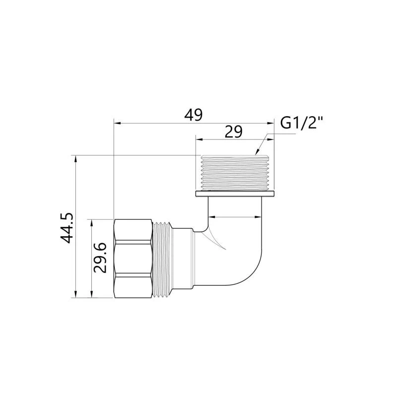 Кут обтискний 20х1/2" латунь Thermo Alliance Standart SD157W2015