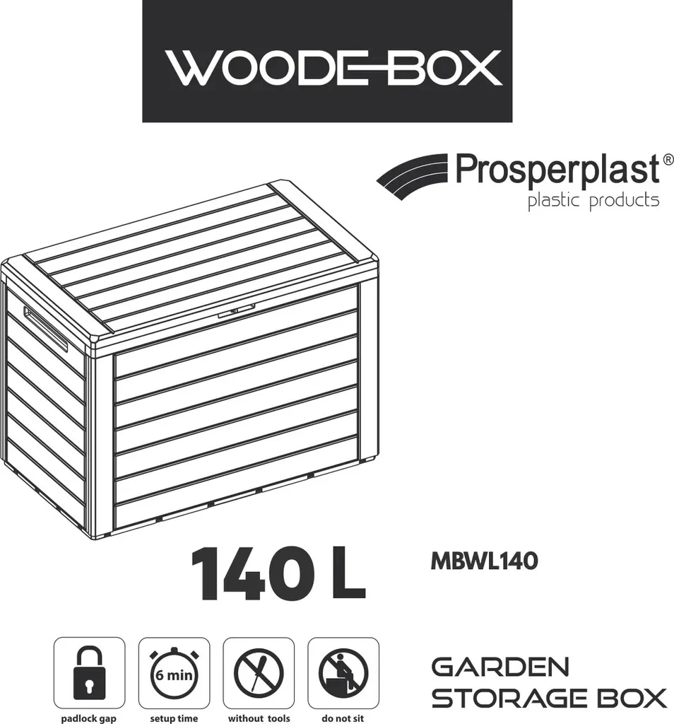 Садовий ящик 140 л темно-сірий поліпропілен 46х58,5х55 см Woodebox