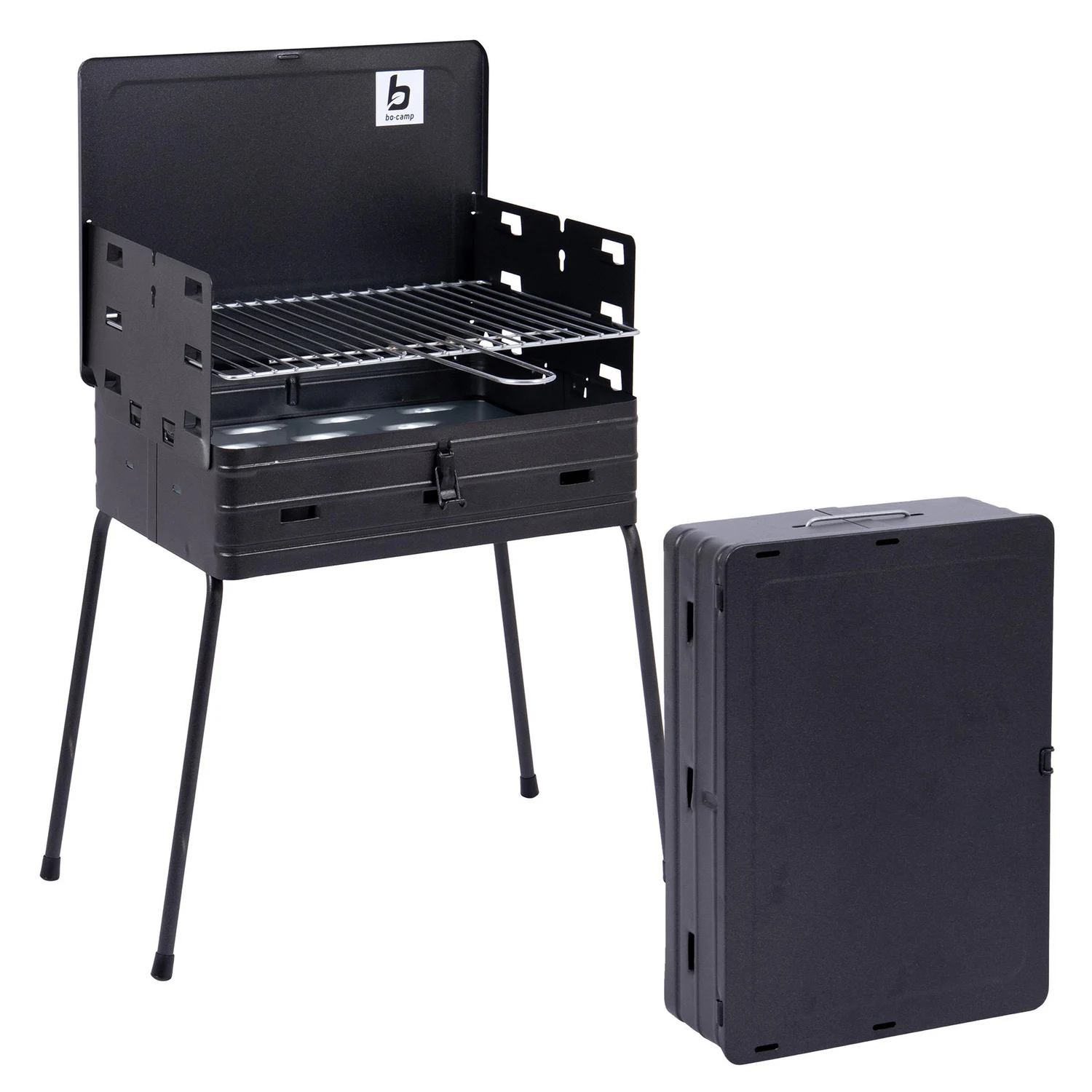 Гриль угольный складной Bo-Camp Suitcase Model Black 400х300х550 мм сталь черный