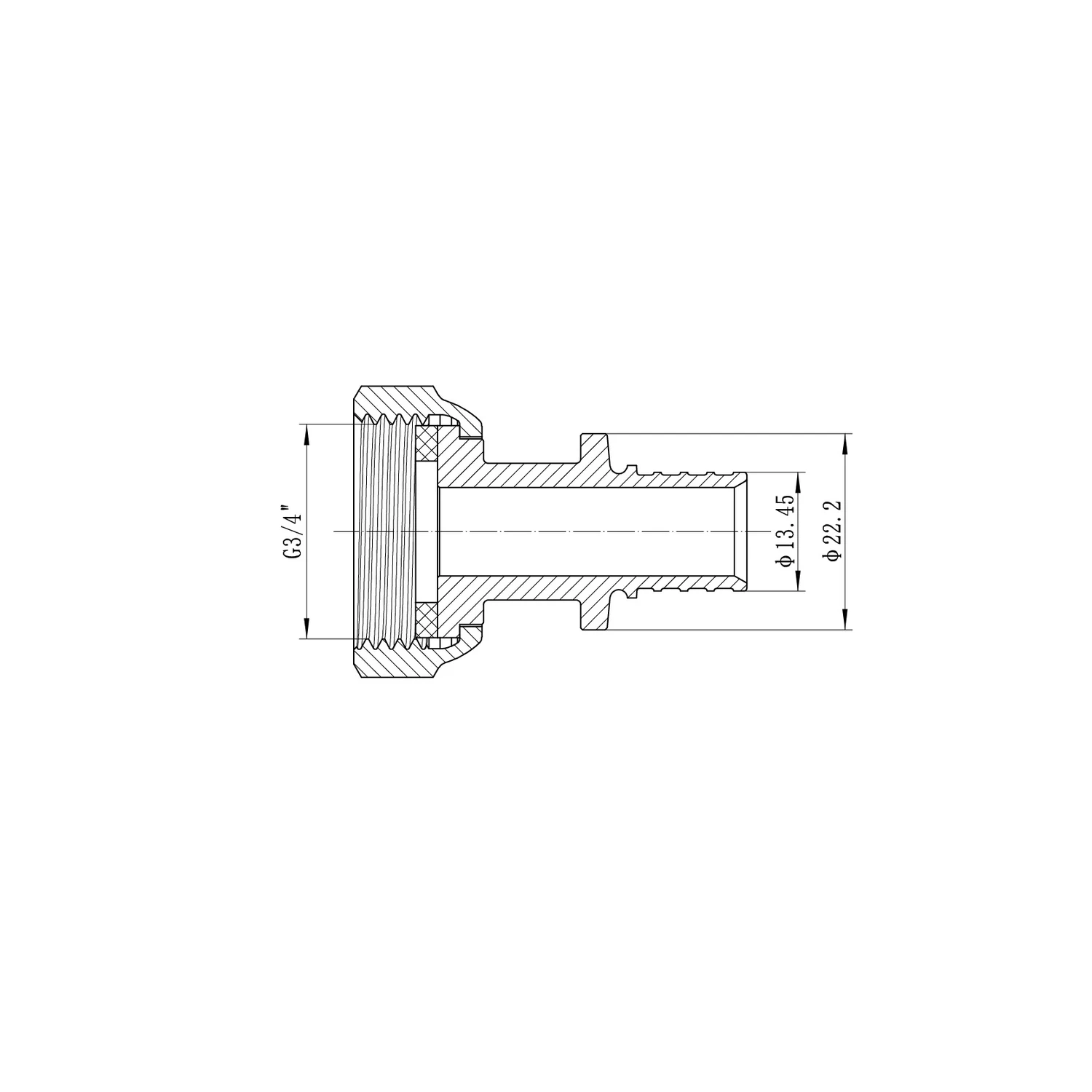 Перехідник з накидною гайкою Koer KA.A08F-16S 16(2.2mm) x 3/4"F латунь