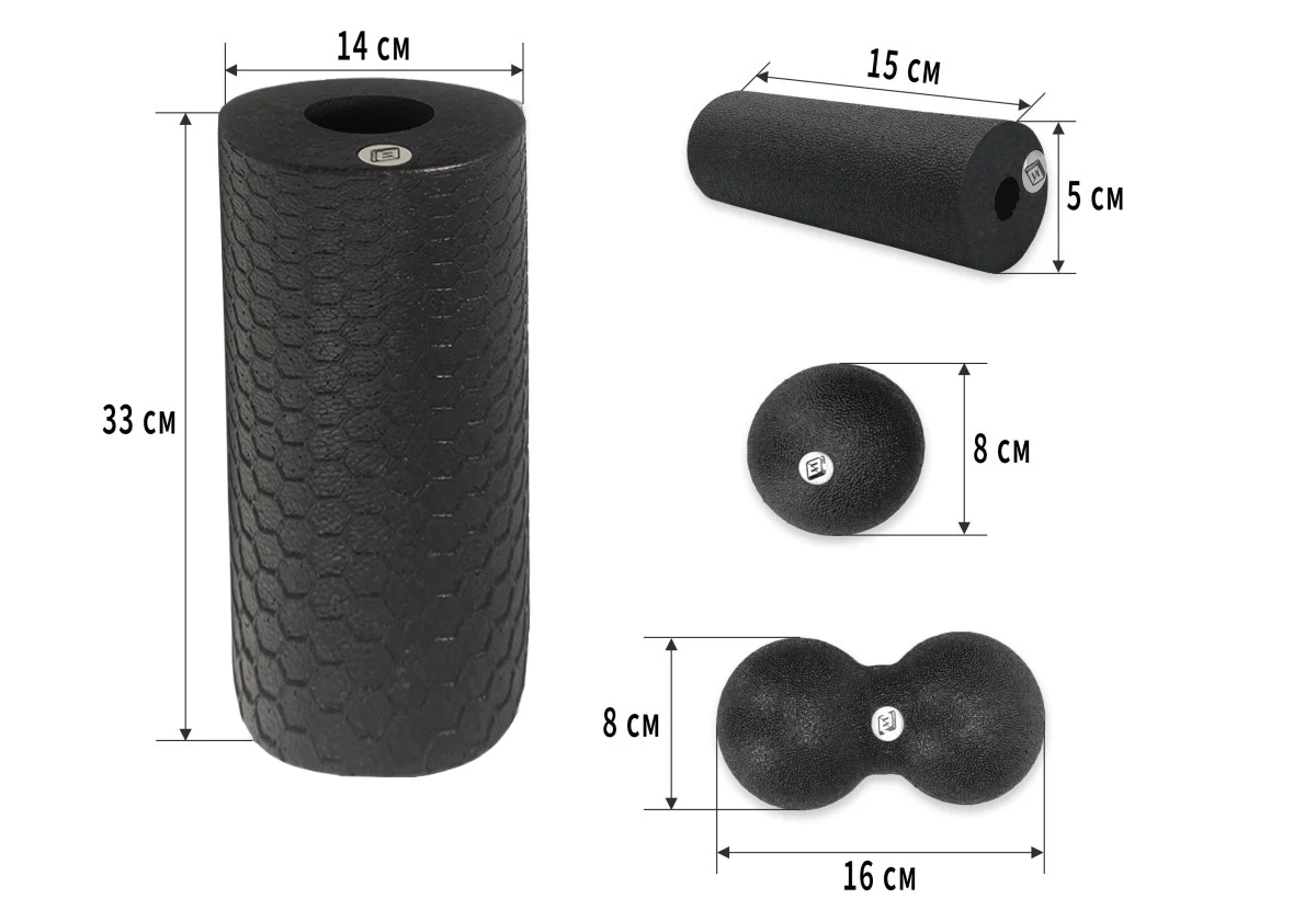 Масажний набір EasyFit MioSet-3 ЕПП 33х14 см Чорний