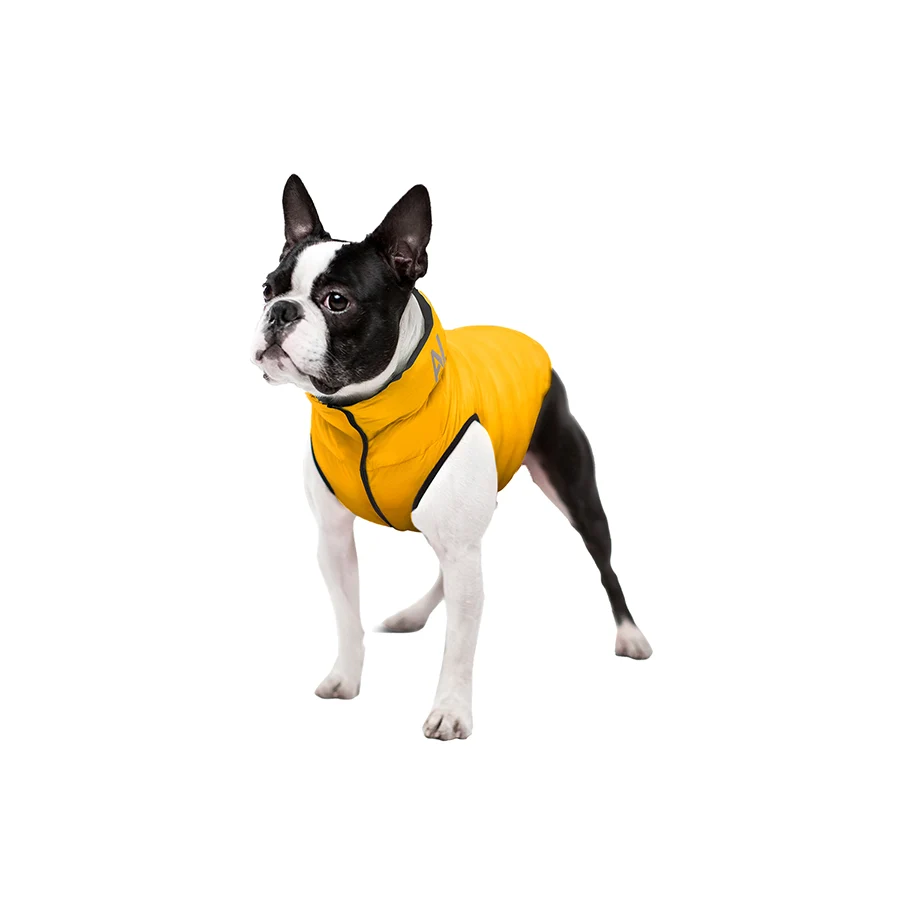 Курточка для собак двостороння AiryVest S40 жовто-чорна тканина