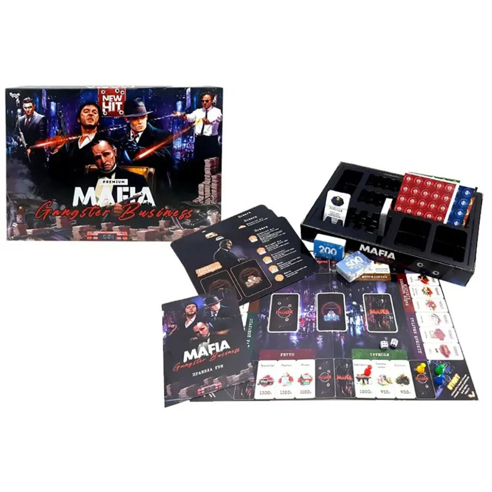 Настільна економічна гра Mafia Gangster Business Premium картон 96 фішок впливу для 4-12 гравців