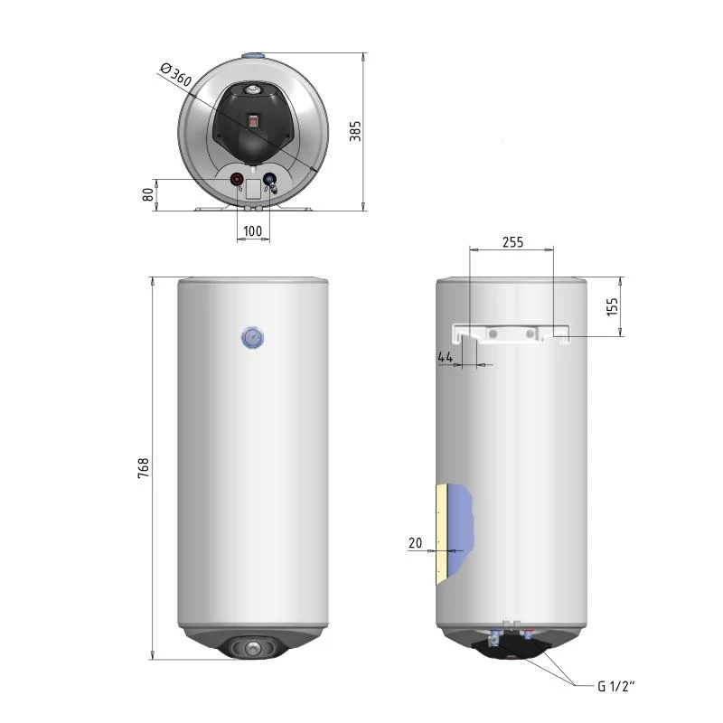 Водонагрівач електричний Thermo Alliance Spectra slim 50 л 1,6 кВт сухі ТЕНи d 360 мм