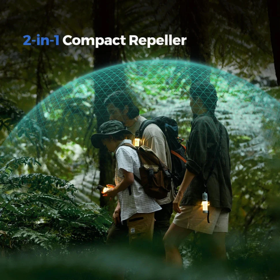 Фумігатор-ліхтар Flextail Tiny Repel S 36х36х144 мм блакитний вбудований акумулятор IPX5