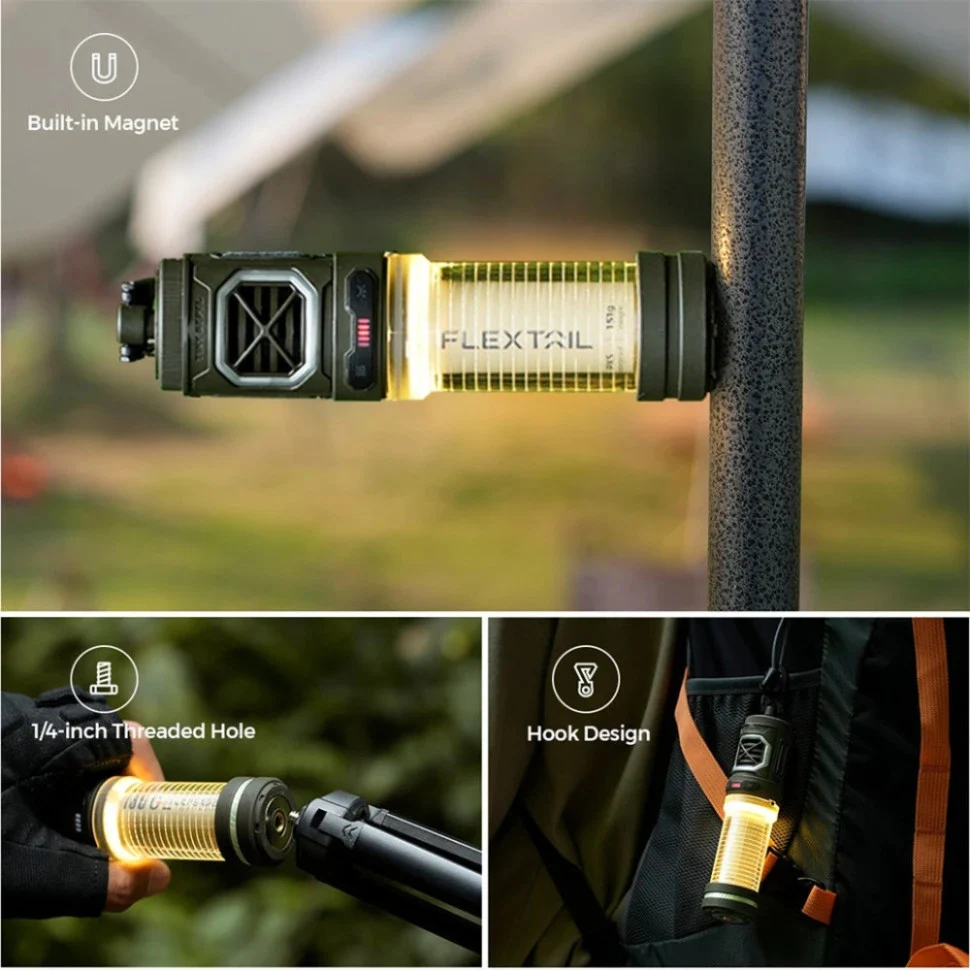 Фумігатор-ліхтар Flextail Tiny Repel S 36х36х144 мм блакитний вбудований акумулятор IPX5