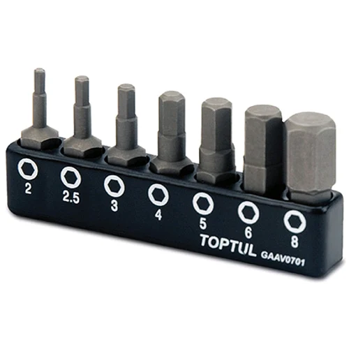 Набір біт HEX TOPTUL 1/4" 7 шт 2-8 мм пластиковий