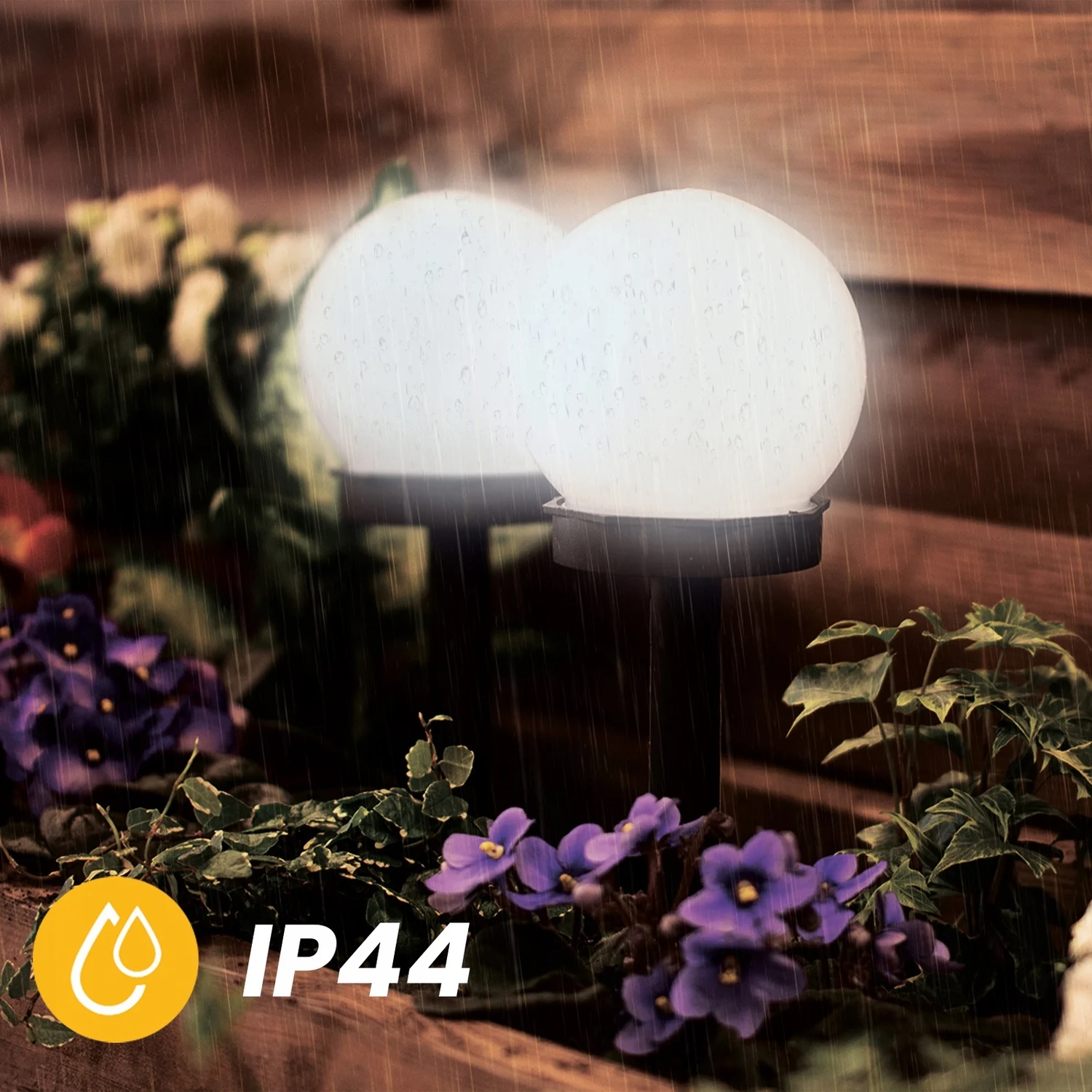 Набір садових LED куль 10 см 12 шт на сонячній батареї холодне світло 6500 K пластик білий (набір 12 шт)