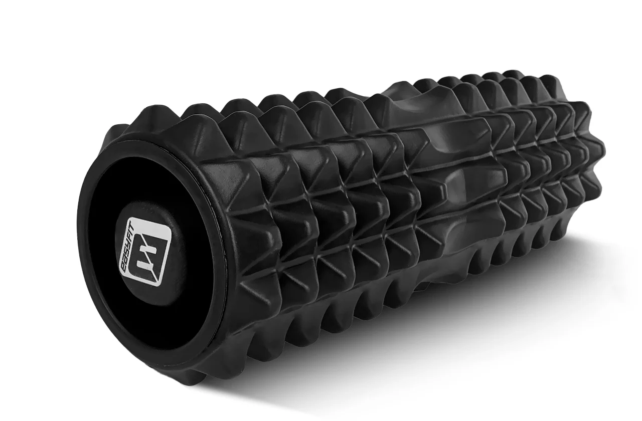 Масажний ролик EasyFit Grid Roller 33 см 3D поверхня піна EVA чорний