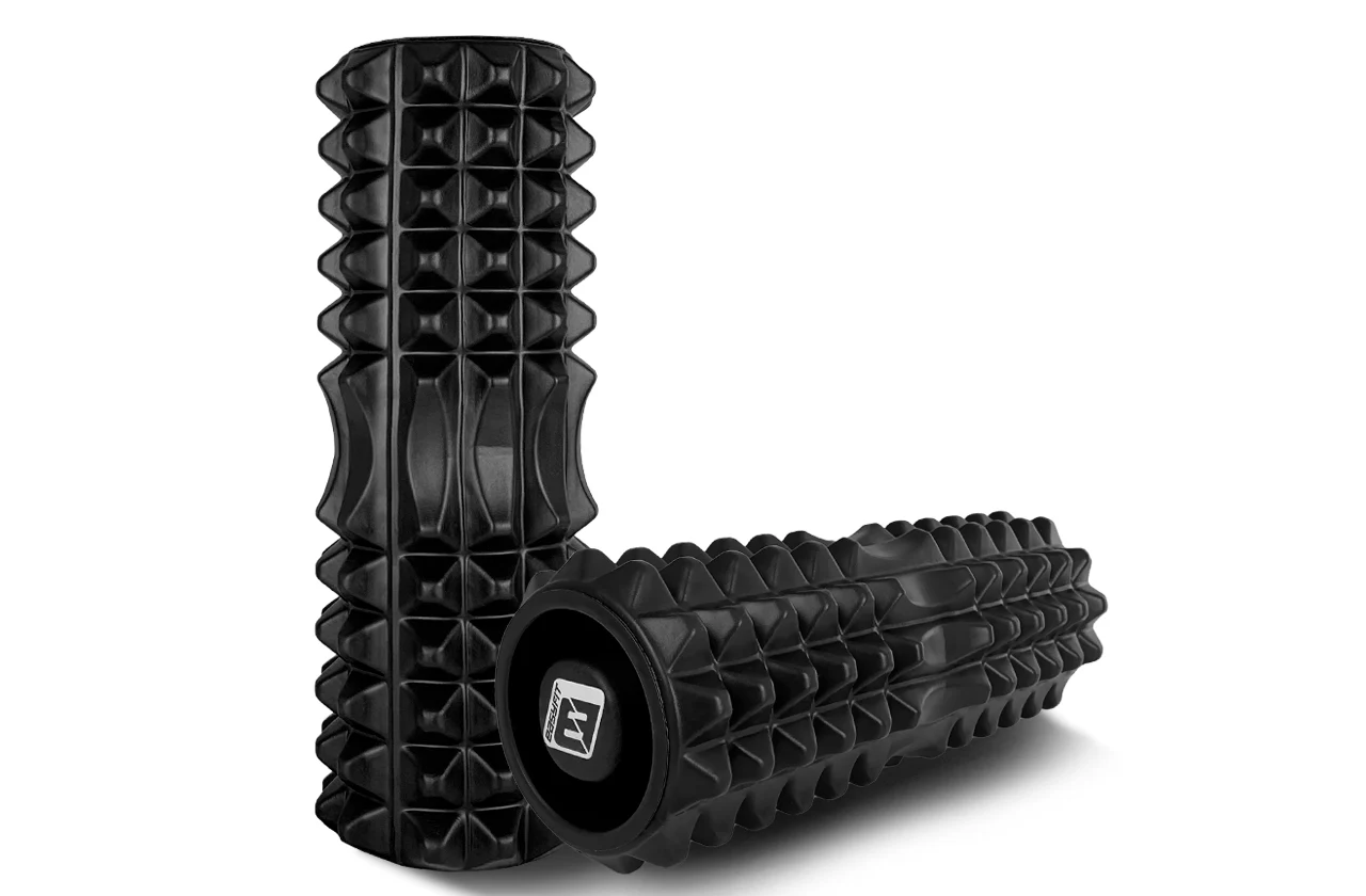 Масажний ролик EasyFit Grid Roller 33 см 3D поверхня піна EVA чорний