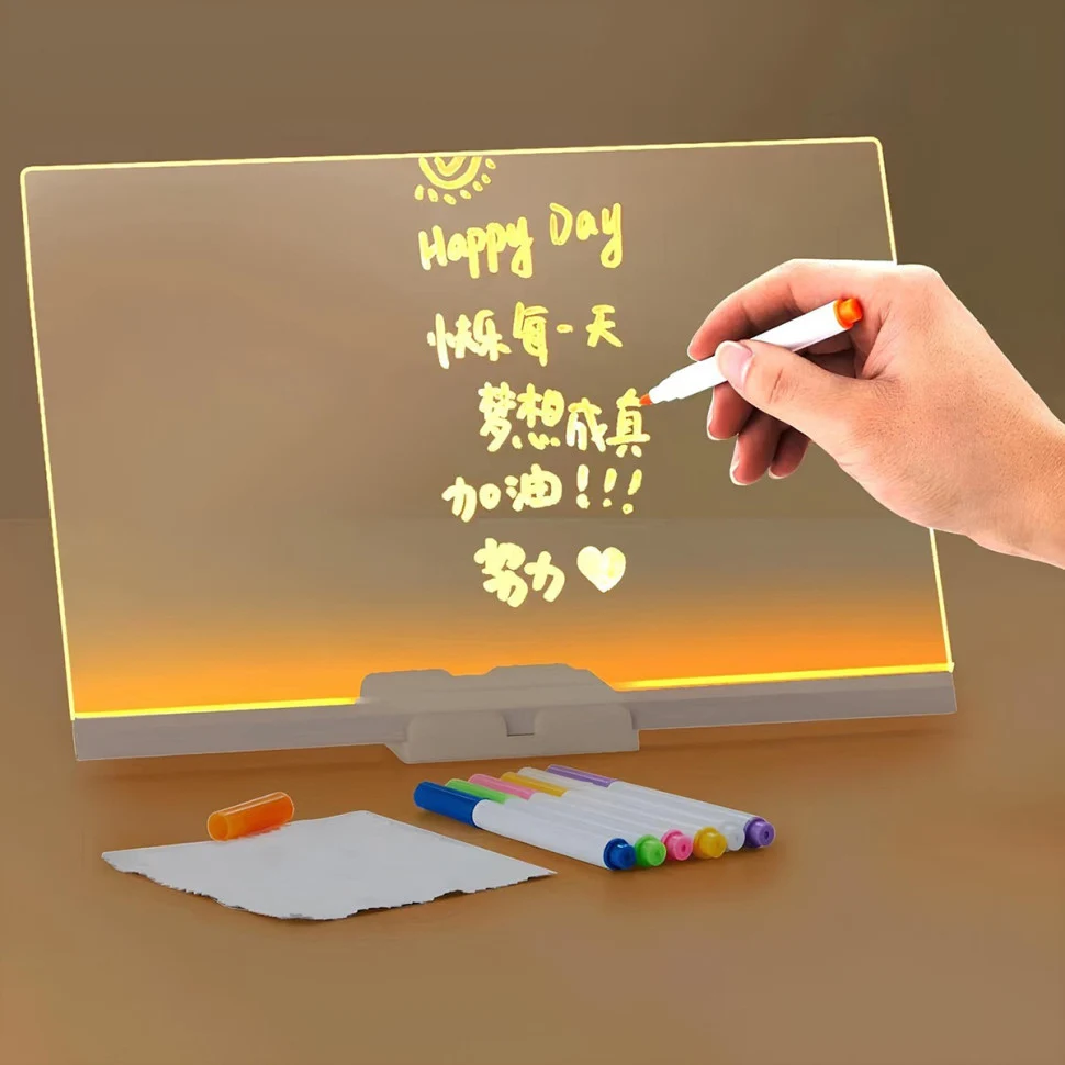Світлодіодна дошка для нотаток Bambi DIY3020 30х20 см акрил прозорий з USB-підсвіткою 3D ефект