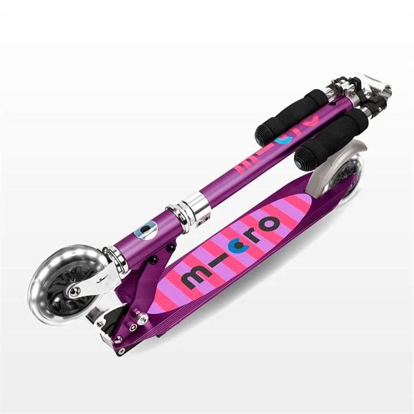 Двоколісний самокат складаний Micro Sprite LED 120х100 мм алюміній фіолетовий 2,8 кг