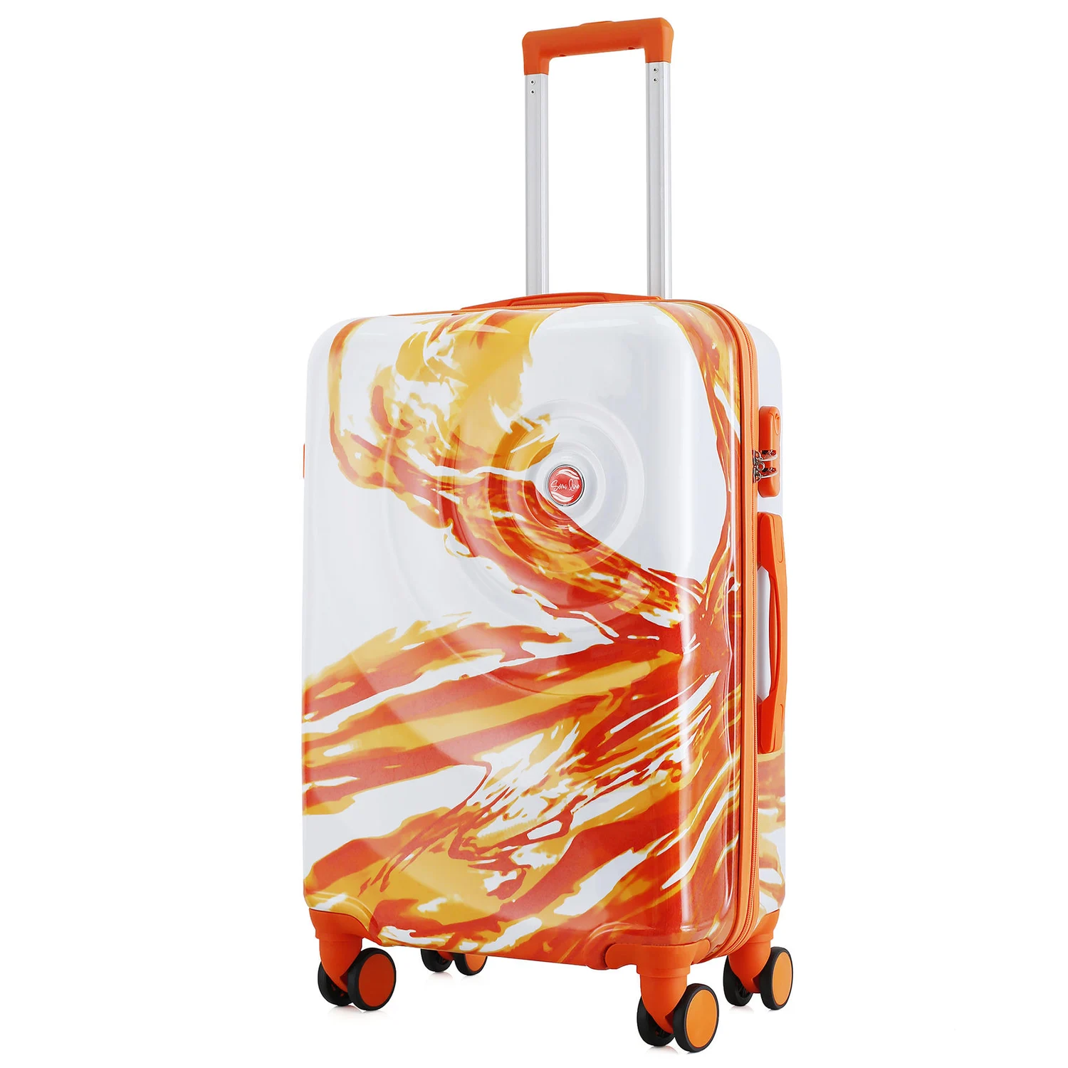 Валіза Semi Line T5655-2 середня 67 л Polycarbonate/ABS-Plastic біла/оранжева з принтом