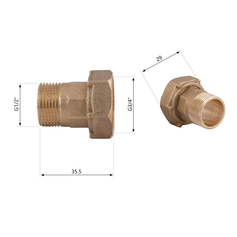 Комплект для лічильника води 1/2" х 3/4" латунь SD42915