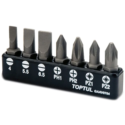 Набір біт TOPTUL GAAV0704 1/4" 7 шт SL 4-6.5 мм PH1-2 PZ1-2 пластиковий тримач