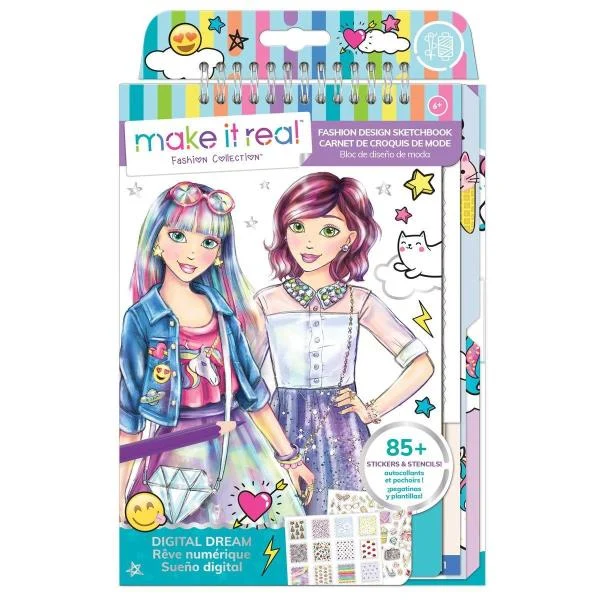 Блокнот з трафаретами Make it Real Рожева мрія 25х18 см папір для дітей від 8 років