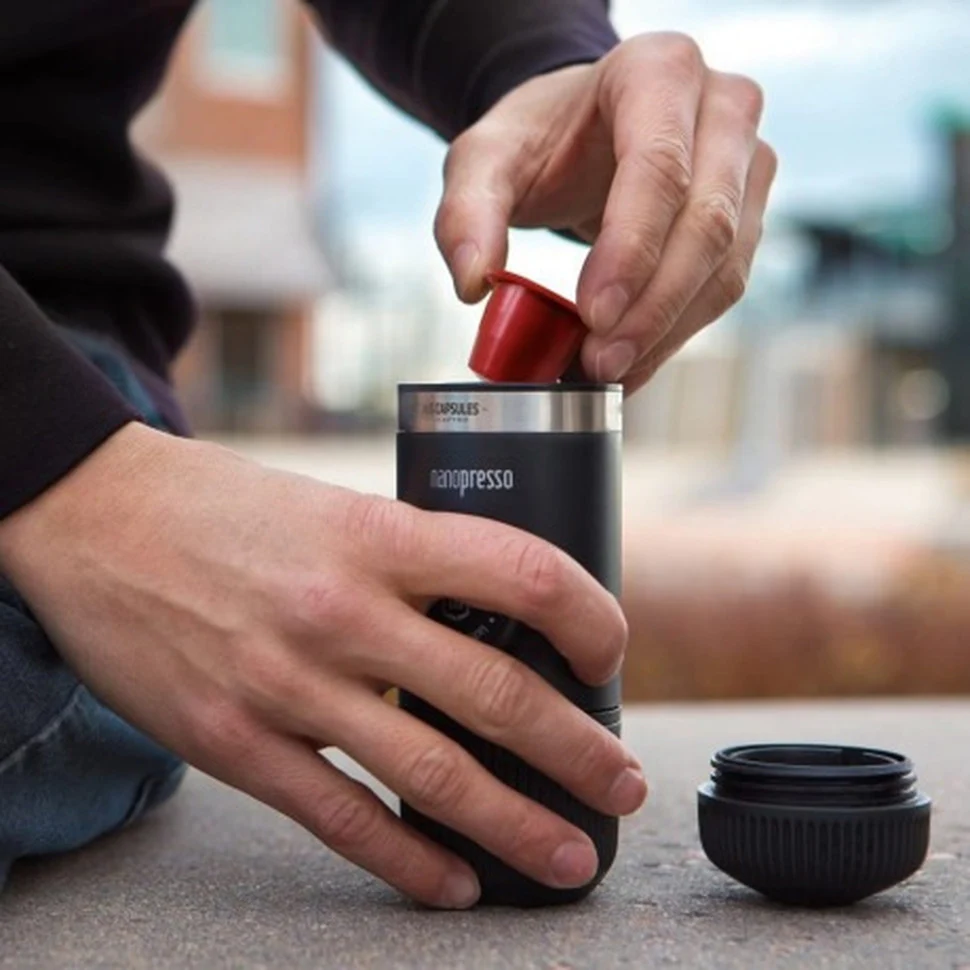 Портативна еспресо-кавоварка Wacaco Nanopresso механічна 62х71х156 мм нержавіюча сталь