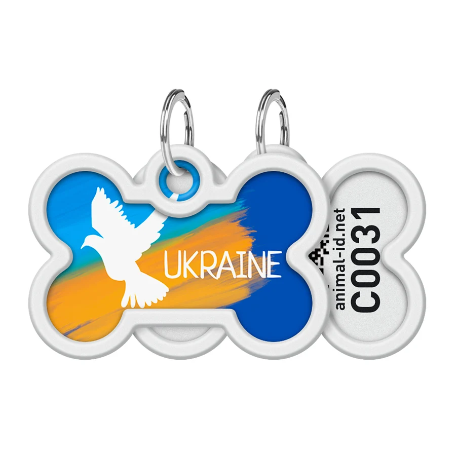 Адресник для собак і котів WAUDOG Smart ID QR паспорт металевий 40х28 мм Прапор