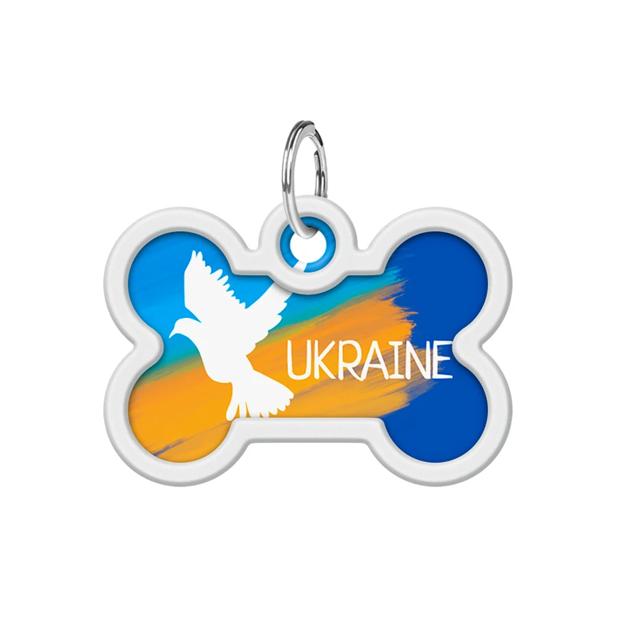Адресник для собак і котів WAUDOG Smart ID QR паспорт металевий 40х28 мм Прапор