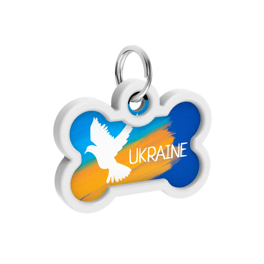 Адресник для собак і котів WAUDOG Smart ID QR паспорт металевий 40х28 мм Прапор