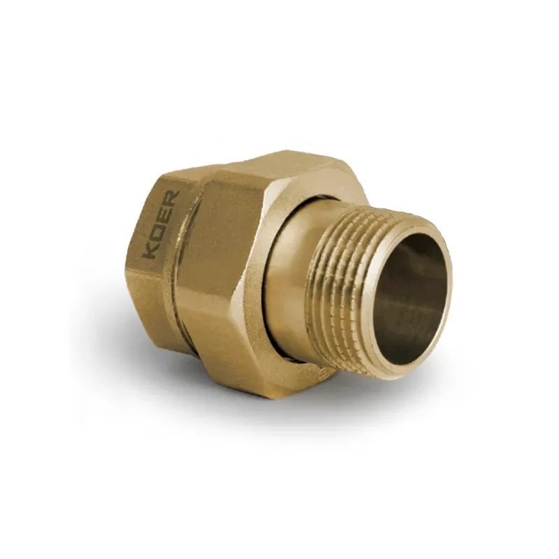 Згін американка 1/2" латунь Koer KR.341.WN прямий без нікелю