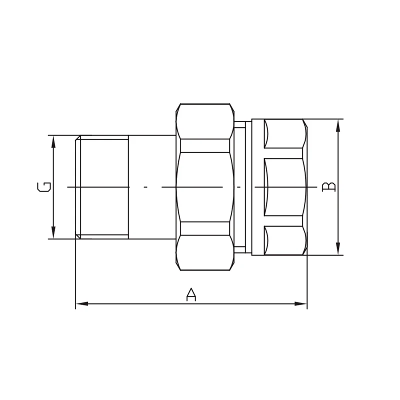 Згін американка 1/2" латунь Koer KR.341.WN прямий без нікелю