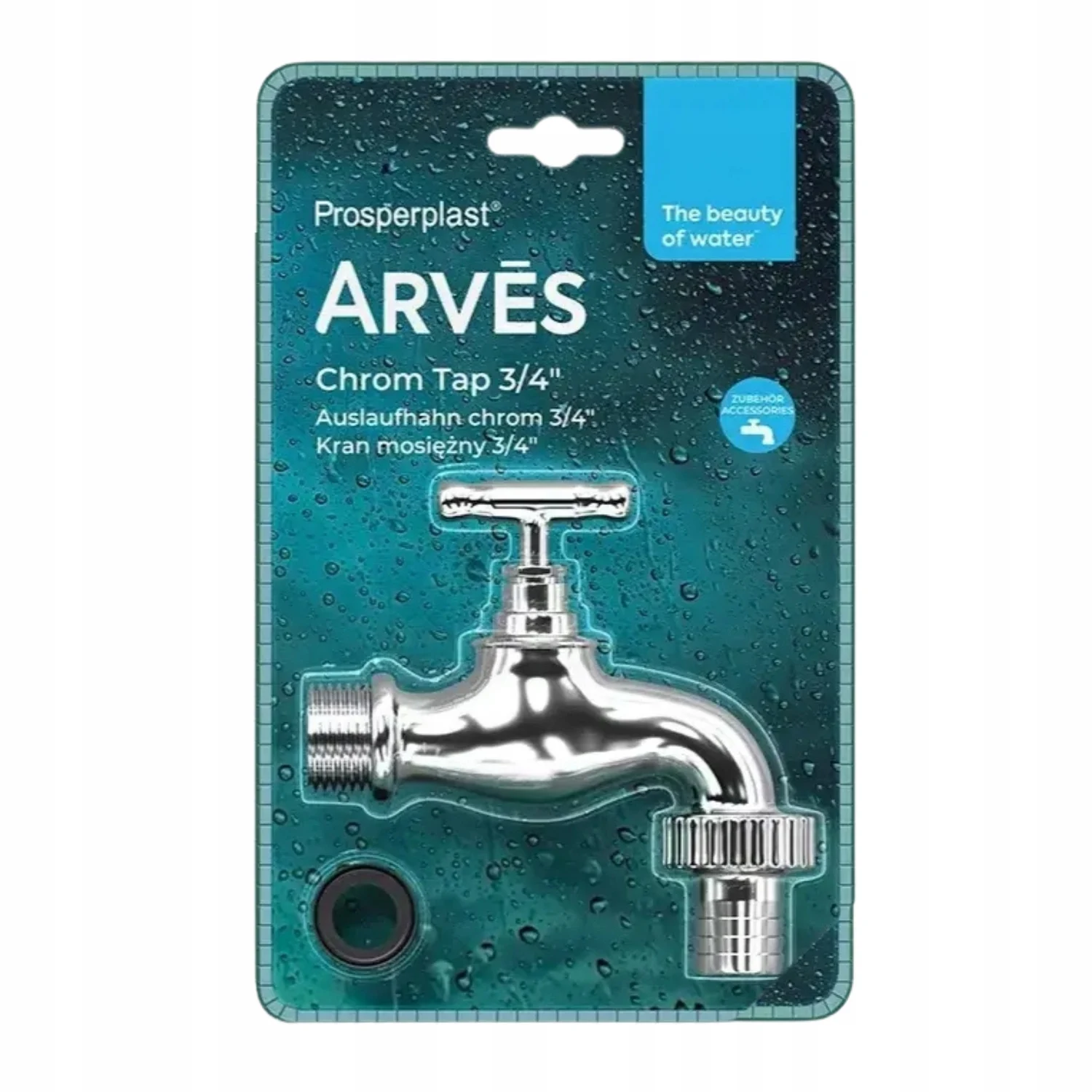 Кран зливний ARVES RTAP1 3/4" латунний сріблястий 230х140 мм