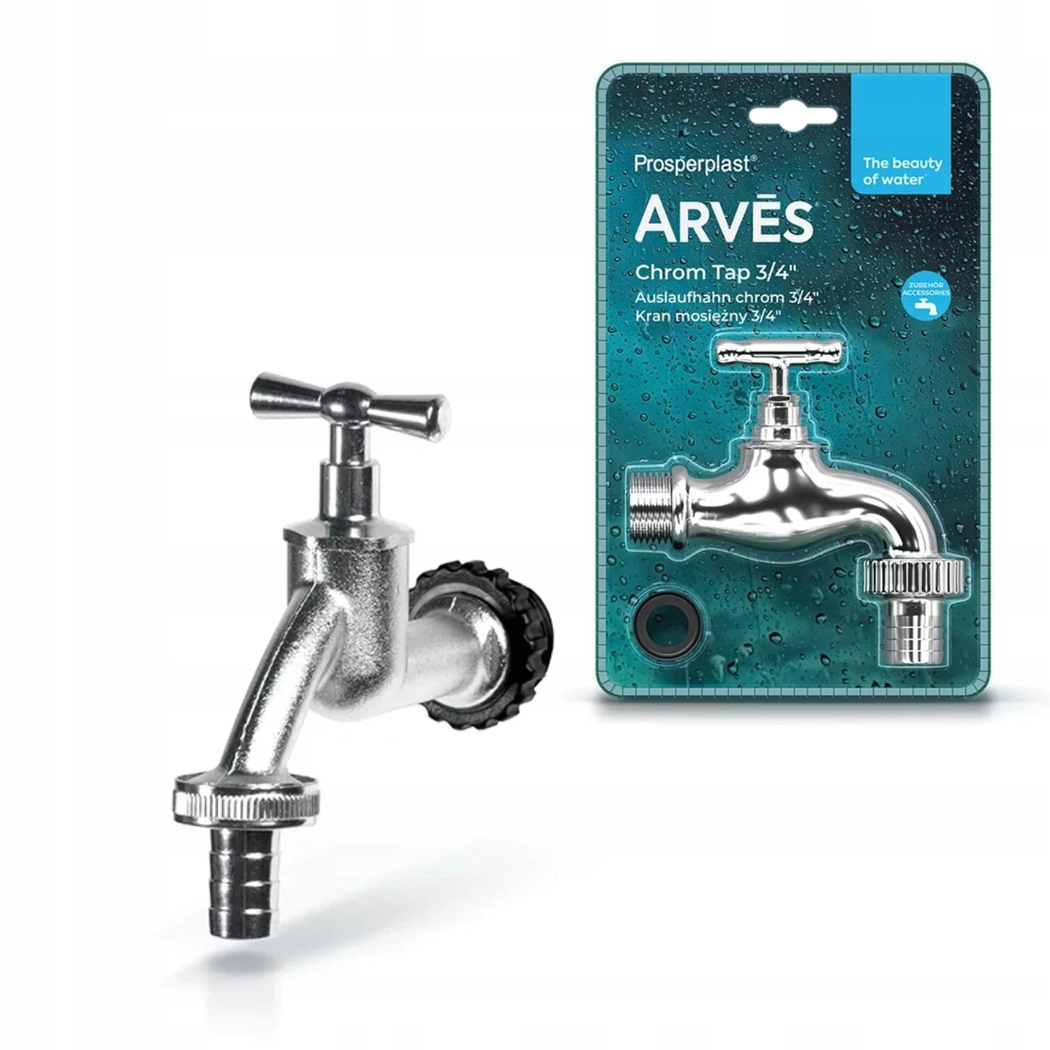 Кран зливний ARVES RTAP1 3/4" латунний сріблястий 230х140 мм