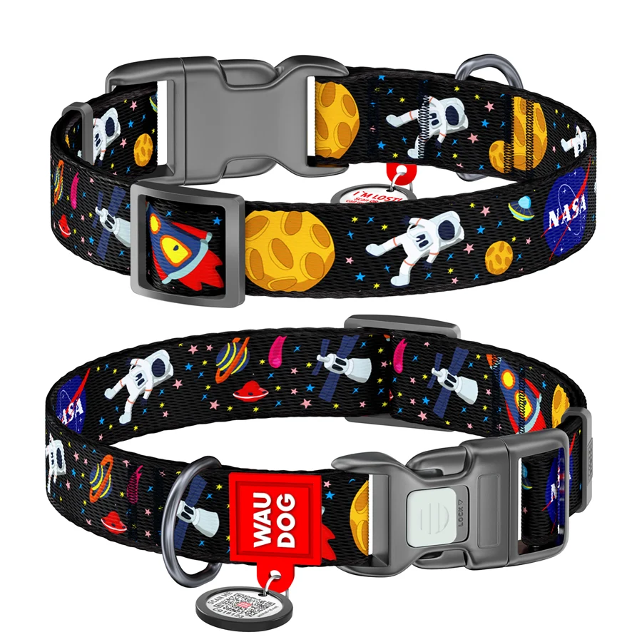 Нашийник WAUDOG Nylon NASA з QR паспортом нейлоновий 15 мм 25-35 см