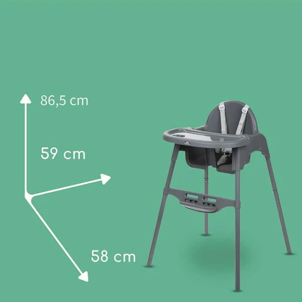 Стільчик для годування Bebe Confort Meely 58х59х86 см темно-сірий легкий з регульованою опорою для ніг