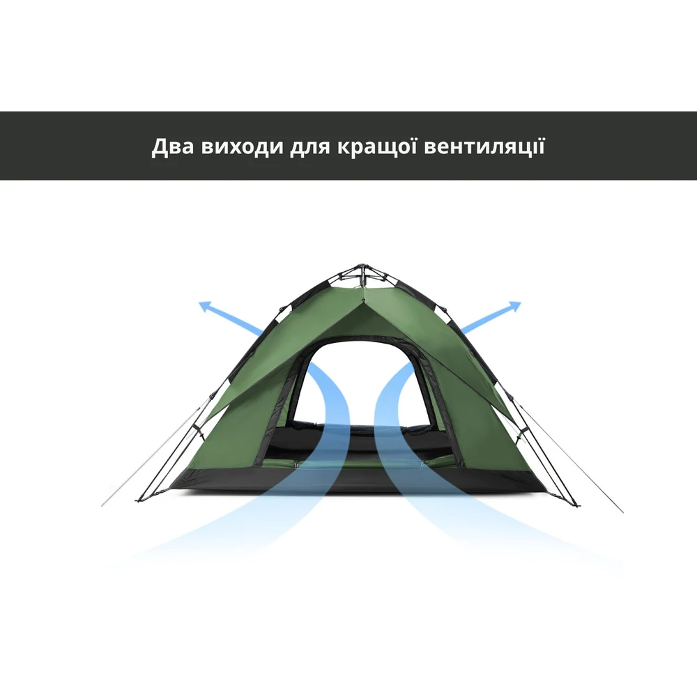 Намет тримісний автоматичний Naturehike NH21ZP008 210x180x130 см Оксфорд оливково-зелений