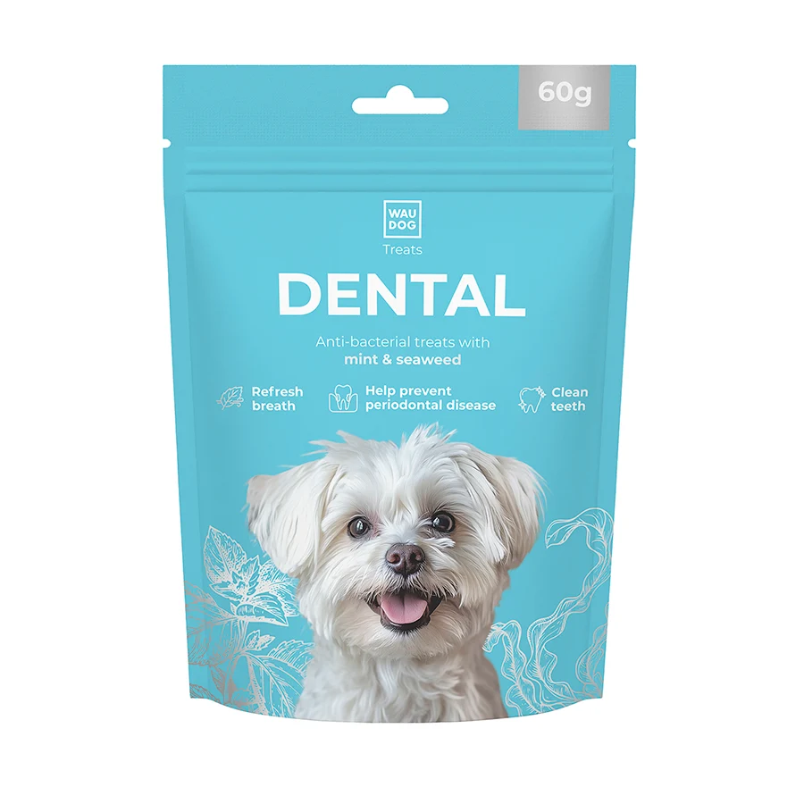 Ласощі для собак WAUDOG Treats Dental для чистки зубів 60 г натуральні м'ята водорості