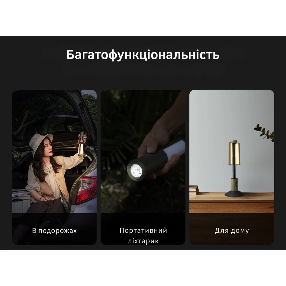 Багатофункціональний ліхтар NexTool Wukong 1000 лм пластик чорний 230х40 см