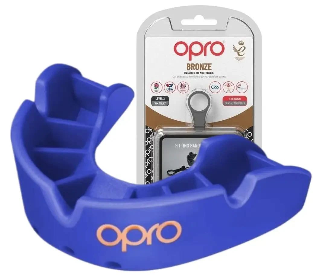 Капа дитяча OPRO Bronze одностороння для верхньої щелепи антимікробна синя до 10 років