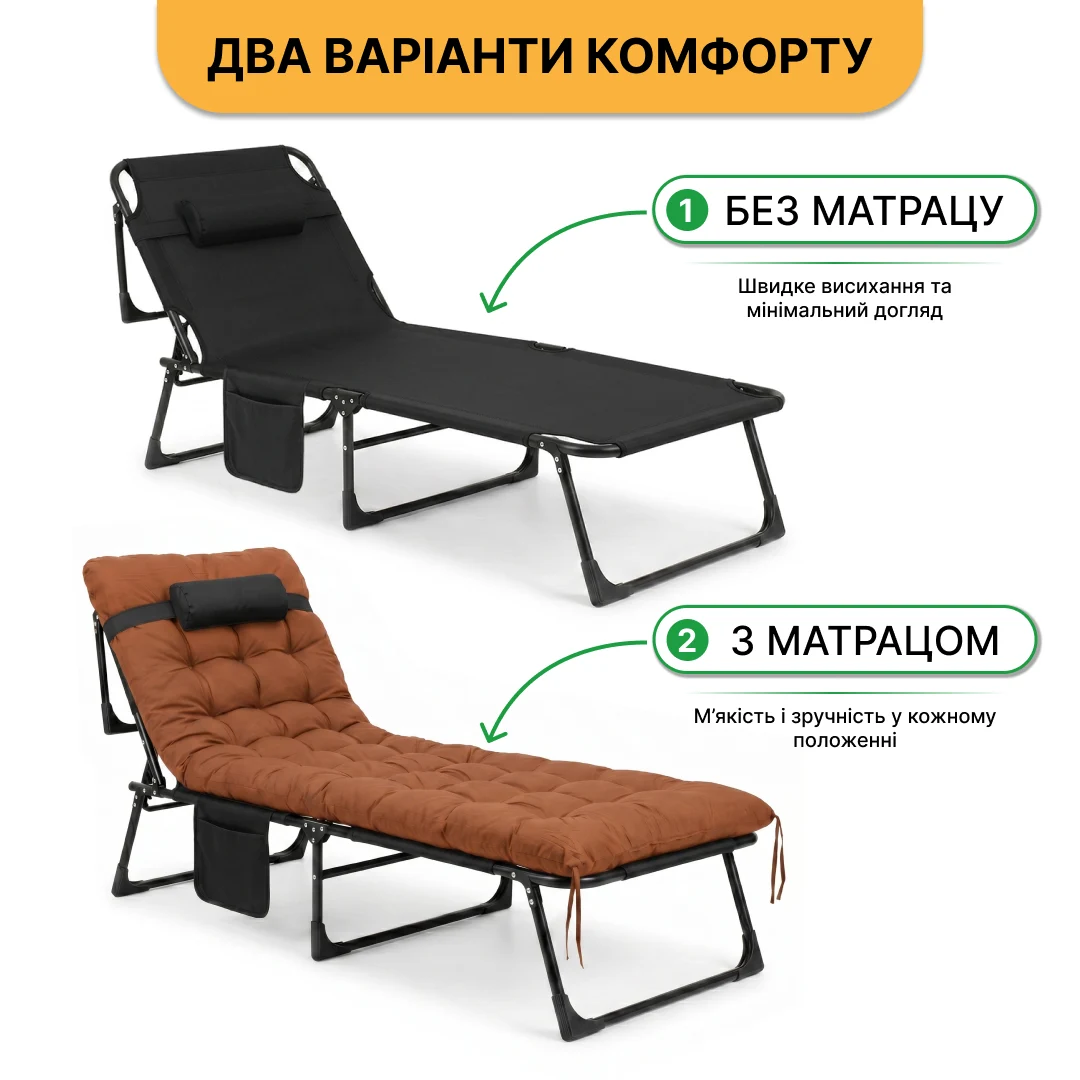 Розкладне ліжко LEOBRO LB-FB-A1-BRN з матрацом і подушкою 190х80 см металеве коричневе