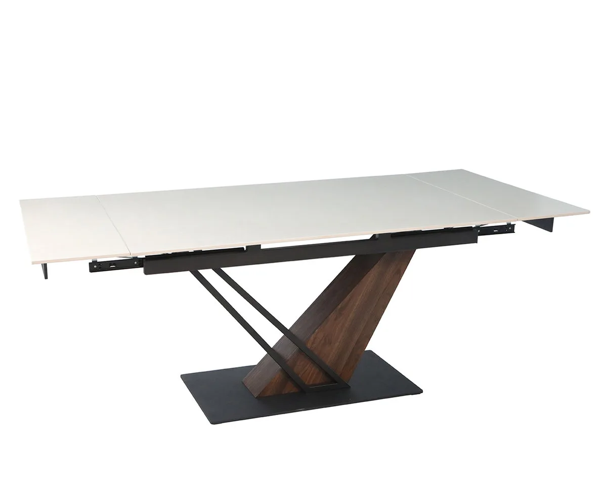 Стіл розкладний FERNANDO CERAMIC 140(200)x90 см кераміка бежевий мат/метал чорний