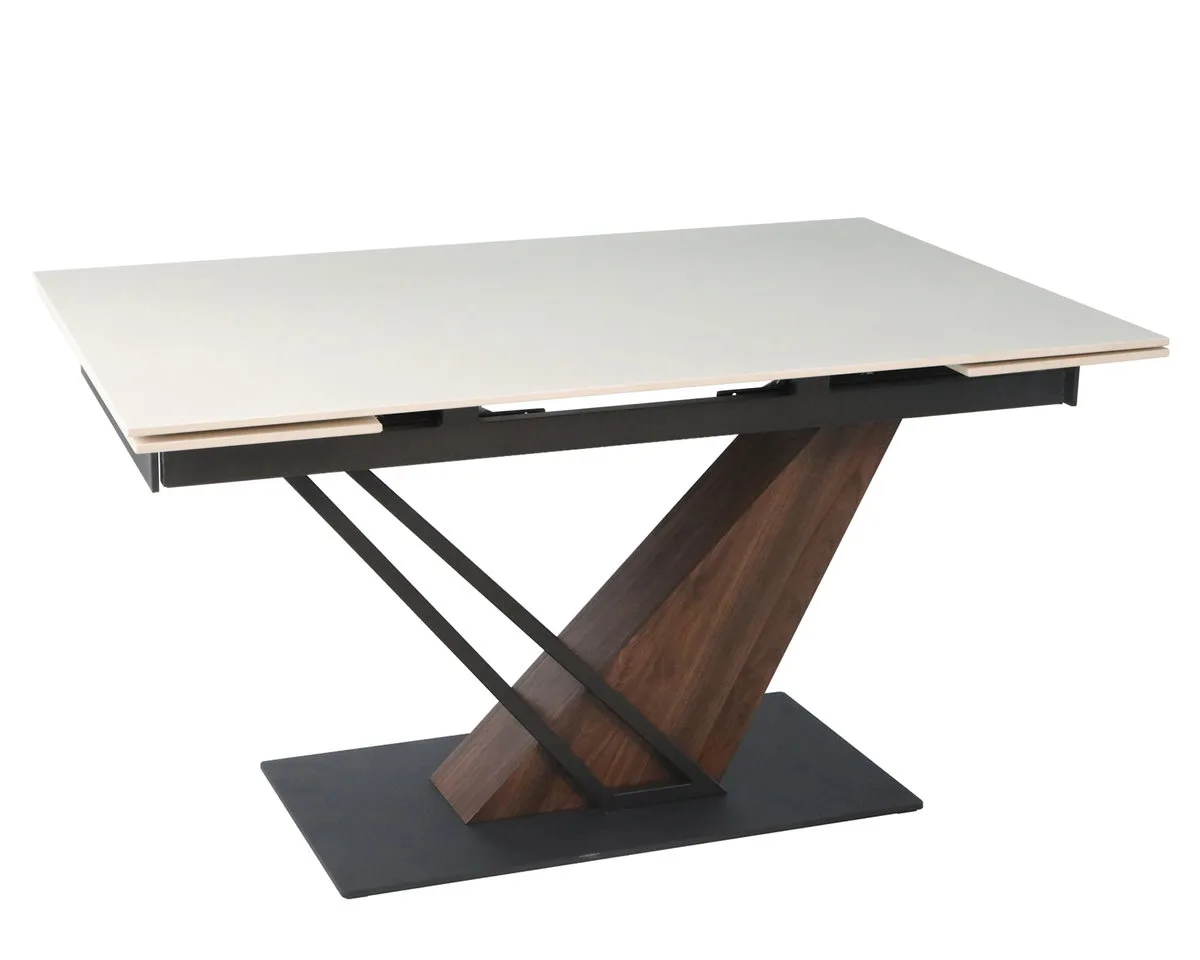 Стіл розкладний FERNANDO CERAMIC 140(200)x90 см кераміка бежевий мат/метал чорний
