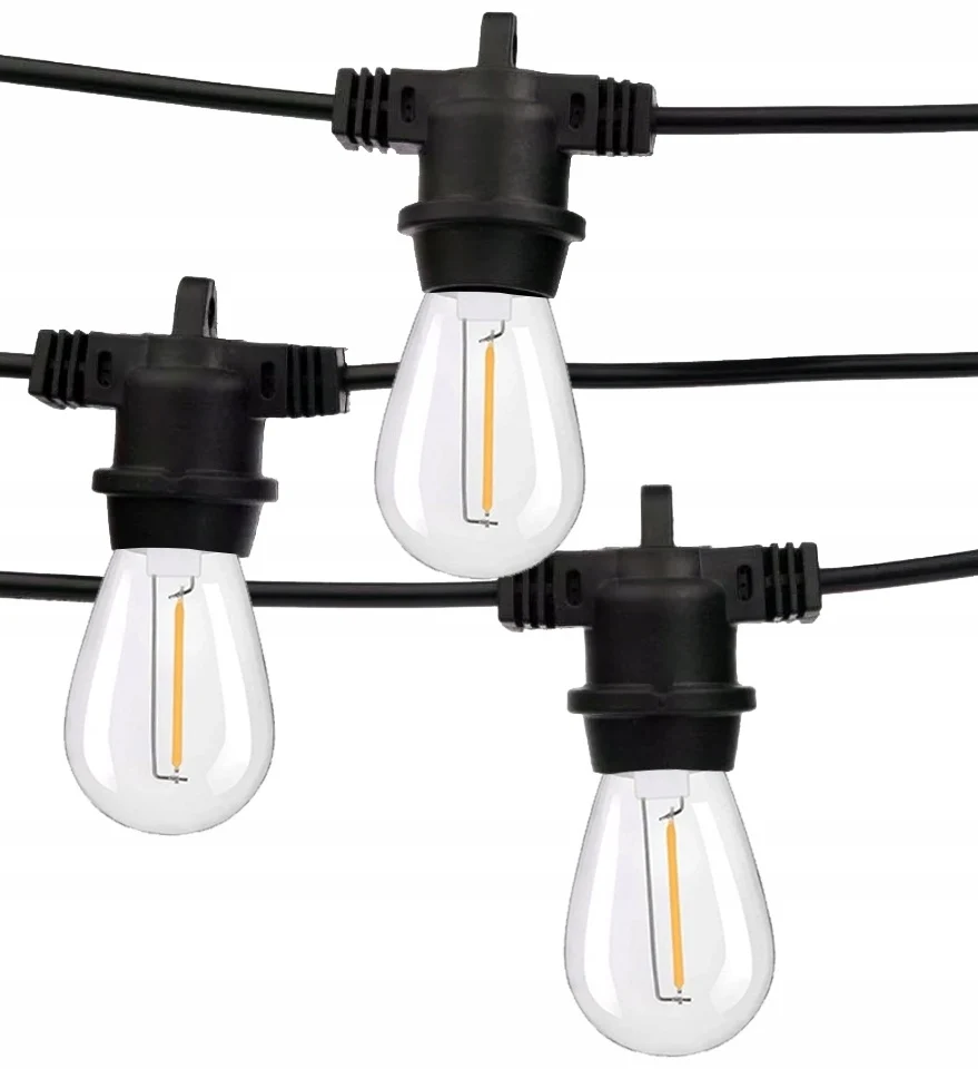 Садова гірлянда LED E27 5 ламп 5 м чорний пластик теплий білий