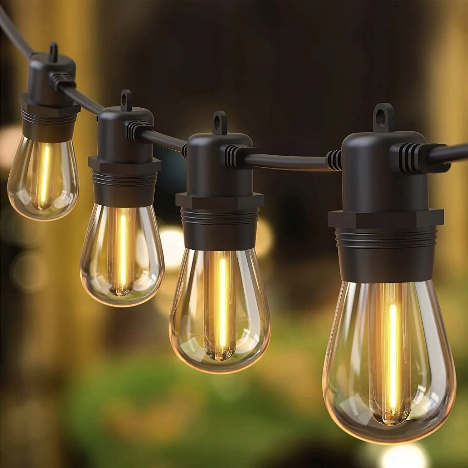 Садова гірлянда LED E27 5 ламп 5 м чорний пластик теплий білий