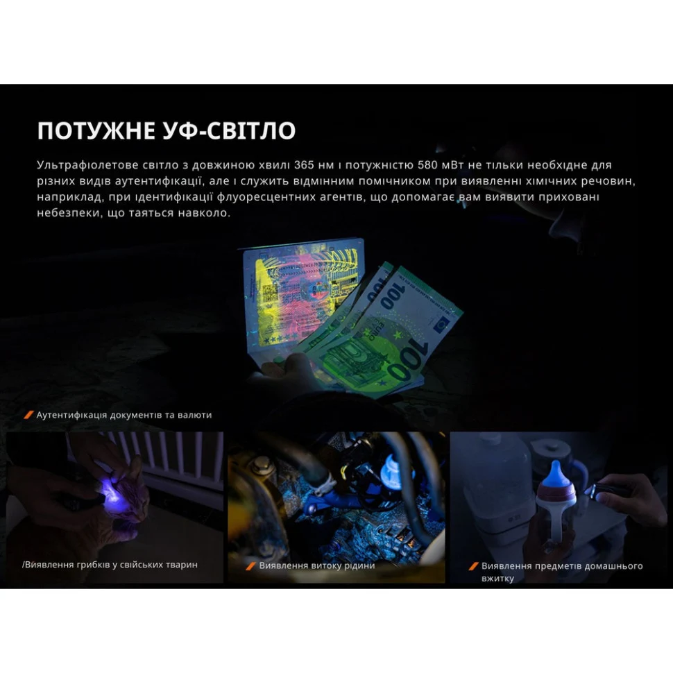 Ліхтар наключний Fenix E06R 700 лм метал бірюзовий 69х29х16 мм