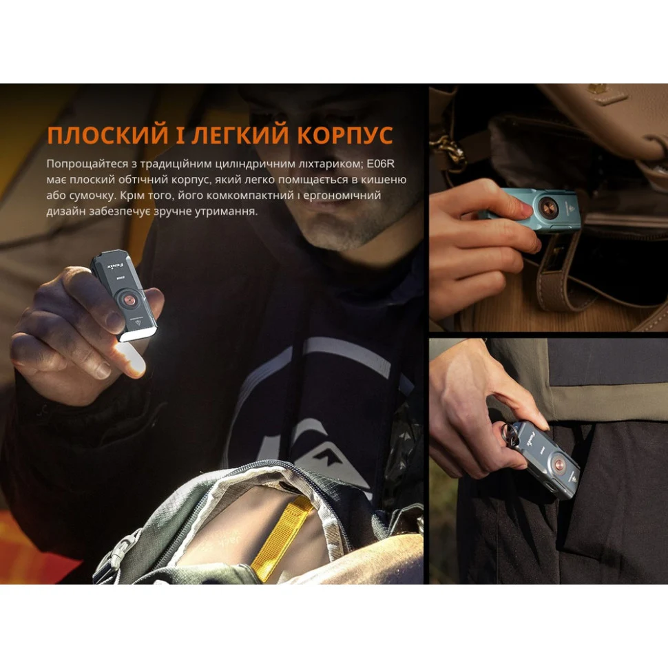 Ліхтар наключний Fenix E06R 700 лм метал бірюзовий 69х29х16 мм